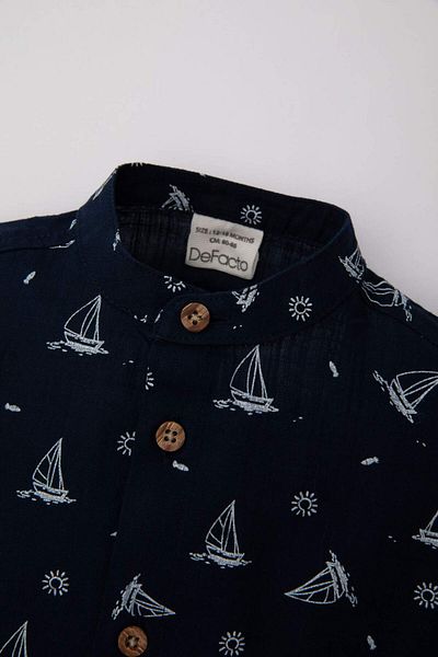 DeFacto Cămașă cu mânecă scurtă cu model Flamed Poplin pentru bebeluși C3412A524SM