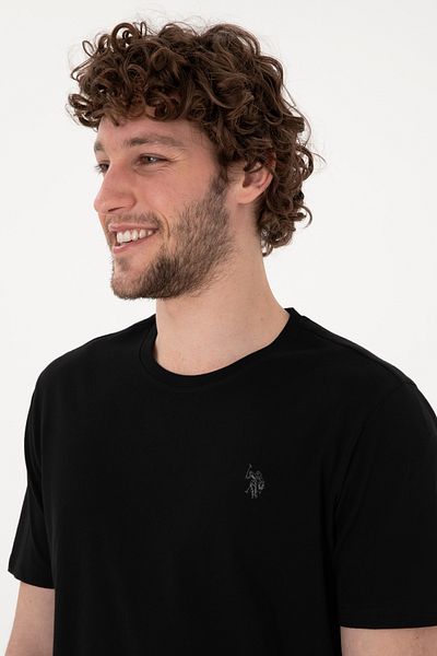 U.S. Polo Assn. Men's Black T-Shirt With Round Collar And Logo