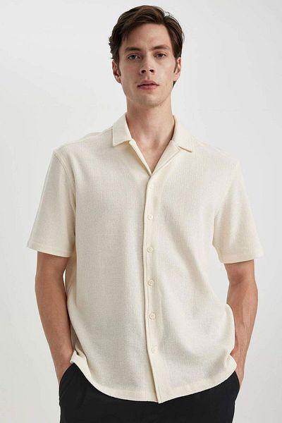 DeFacto Relax Fit Summer Apache Collar Cotton Short Sleeve Shirt B4130Ax24Sp
