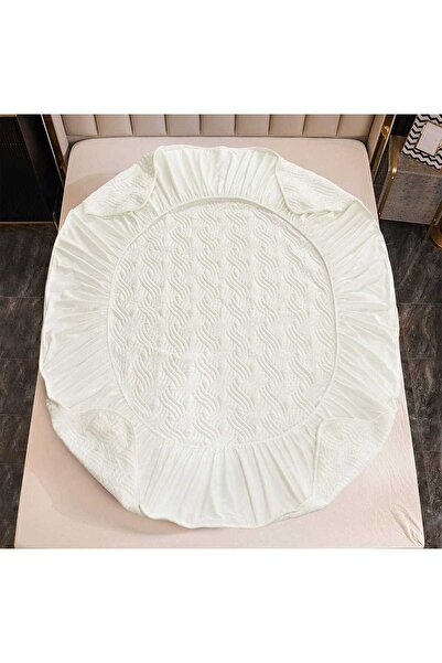 trendyhome Quilted Bed Cover with Elastic, Topper, 180 x 200cm, White, J23505