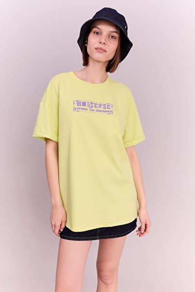 DeFacto Coool Oversize Wide Fit Crew Neck Back Printed Short Sleeve T-Shirt B7111Ax24Sm
