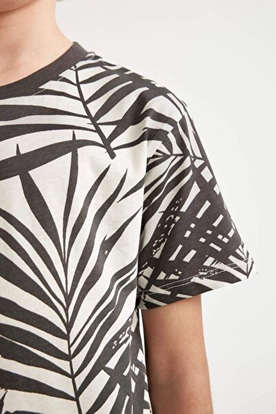 DeFacto Μπλουζάκι με κοντό μανίκι με λαιμόκοψη για αγόρι C2601A824SM