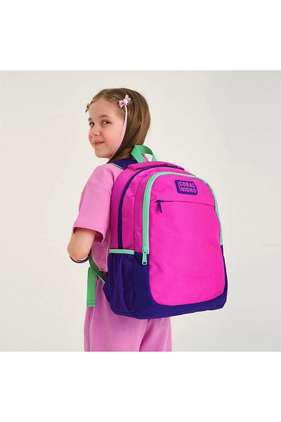 Coral High 14401 Purple Pink Three Compartment Backpack