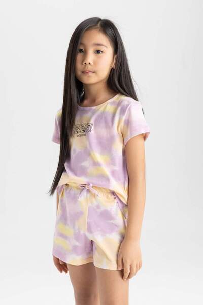 DeFacto Girls' Pajamas Set Tie-Dye Print Short Sleeve Top Shorts C2835A824Sm