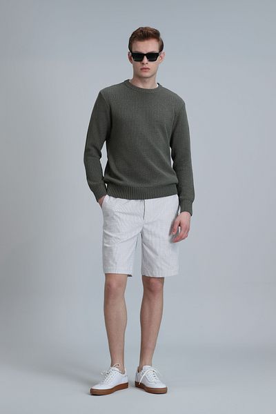 Lufian Pantaloni scurți slim bej Chino pentru bărbați - Fral Sports