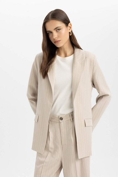DeFacto Linen Blend Oversize Blazer Jacket - C6243Ax24Sm