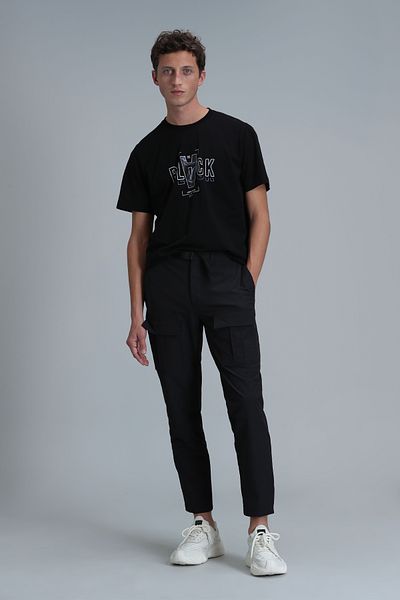 Lufian Black Adrian Modern Graphic T-Shirt