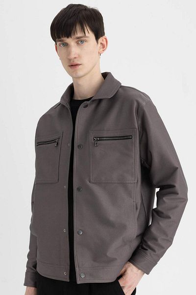 DeFacto Jacket Coat Shirt Collar Snap Fastener Zipper Pocket Seasonal C7892Ax24Sp