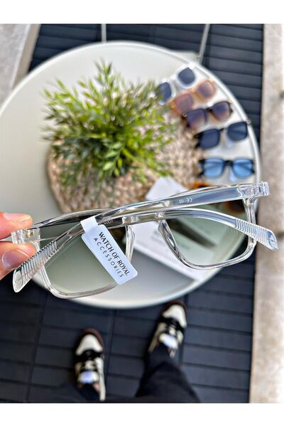 WATCHOFROYAL Uv400 Glass Ce Certificated Green Transparent Sunglasses - Women & Men