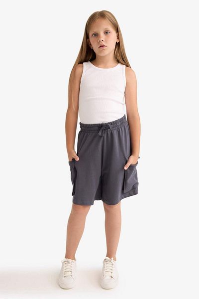 DeFacto Girls Cargo Pocket Elastic Waist Shorts B0840A824Hs