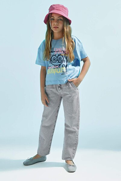 DeFacto Tricou crop cu mânecă scurtă pentru fete SpongeBob Crew C4679A824SM