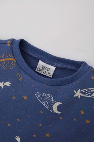 DeFacto Baby Boy Pajamas Set Star Pattern Short Sleeve Top with Elastic Waist Long Bottom C0733A524Sm