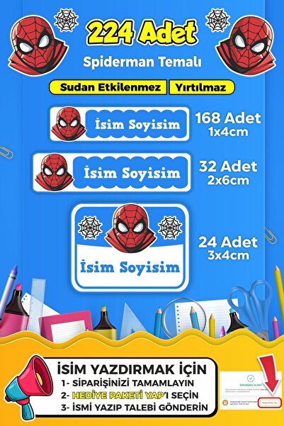 SB store Okul Kreş Etiketi Kalem Defter Özel İsim Yazılabilen Etiket Seti - M...