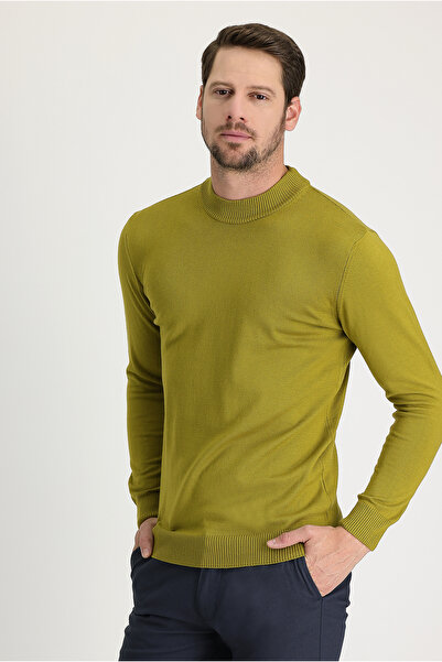 Kiğılı Pulover din tricot din bumbac cu jumătate de gât țesut regular