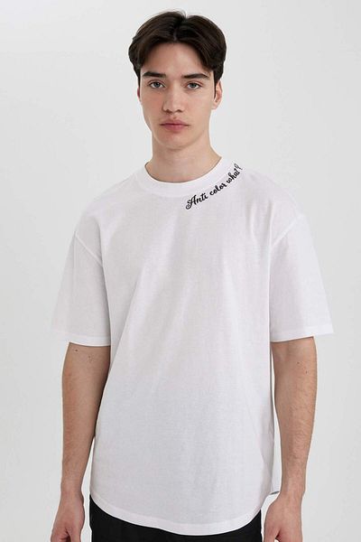 DeFacto Boxy Fit Crew Neck Printed Short Sleeve T-Shirt C2135Ax24Sm