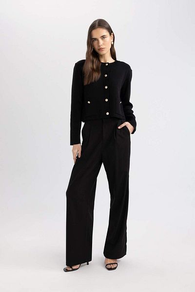 DeFacto Fitted Crew Neck Buttoned Knitwear Cardigan D1423Ax24Sm