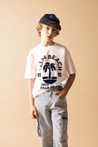 DeFacto Tricou cu mânecă scurtă imprimat cu decolteu rotund supradimensionat pentru băiat B8893a824sm