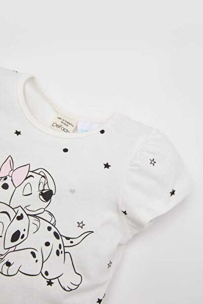 DeFacto Kız Bebek 101 Dalmatians Pijama Takımı Penye Bisiklet Yaka Kısa Kollu Üst Şort C2038A524HS