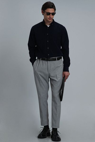 Lufian Watt Men's Basic Shirt Comfort Fit Navy Blue