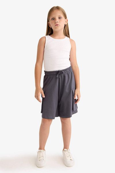 DeFacto Girls Cargo Pocket Elastic Waist Shorts B0840A824Hs