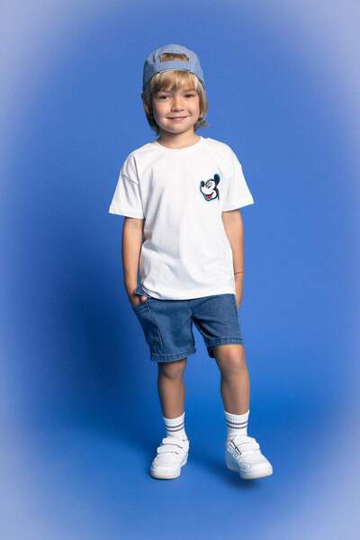 DeFacto Erkek Bebek Baskılı Jean Şort C2282A524SM