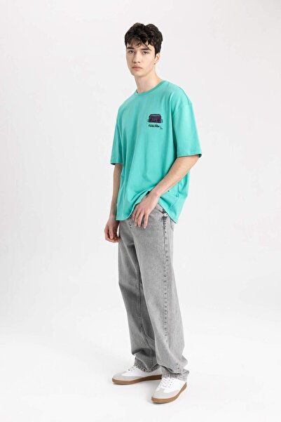 DeFacto Μπλουζάκι Keith Haring Oversize Wide Fit Crew με κοντό μανίκι B8094ax24sm