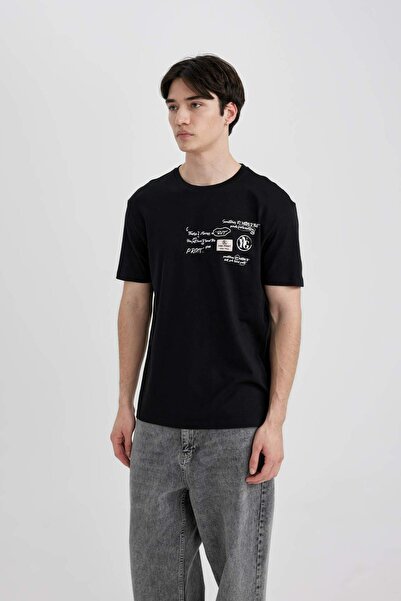 DeFacto Regular Fit Bisiklet Yaka Baskılı Kısa Kollu Tişört B8481AX24SM