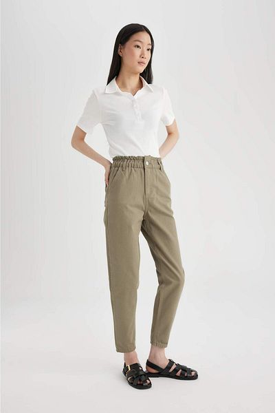 DeFacto Pantaloni din Gabardină Paperbag Buzunar cu talie înaltă Basic Straight Standard Leg S2790az24sm