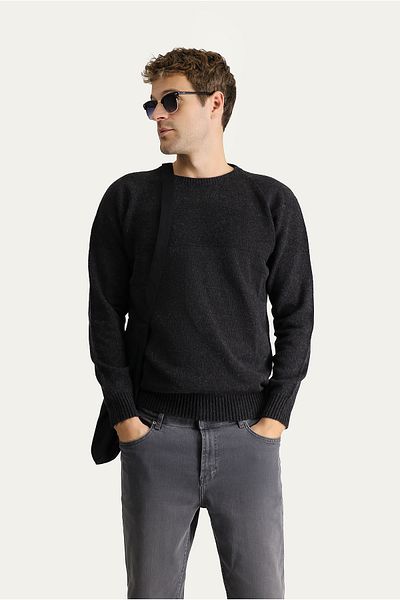Kiğılı Crew Neck - Seamless Patterned Wool Slim Fit Knitwear Sweater