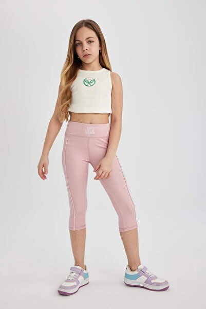 DeFacto Spodnie legginsy z wysokim stanem i nadrukiem dla dziewczynek C1560A824SM