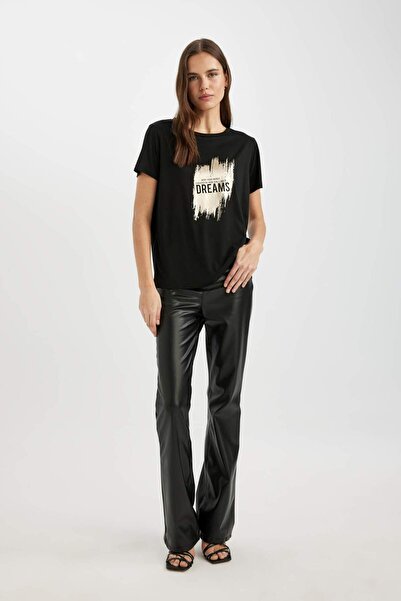 DeFacto Tričko Regular Fit Crew s krátkým rukávem s potiskem C4063AX24SP