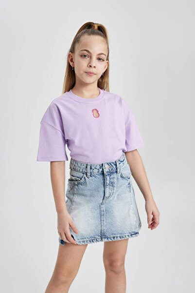 DeFacto Κοντομάνικο μπλουζάκι για κορίτσια Relax Fit Crew B6759A824SM