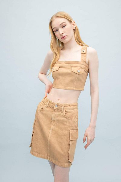 DeFacto Coool Gabardine Strap Crop Blouse C4455Ax24Sp