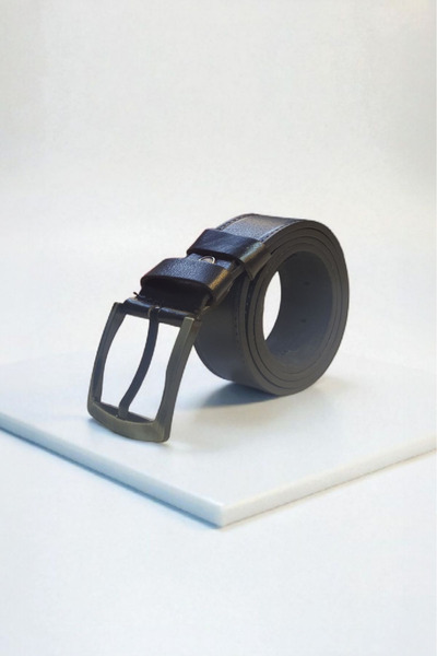 PAPATAY 2408 - 4 cm Edge-Stitched 100% Genuine Leather Black Men's Belt