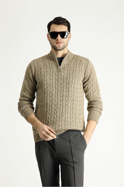 Kiğılı Half Turtleneck Regular Fit Zippered Patterned Sweater