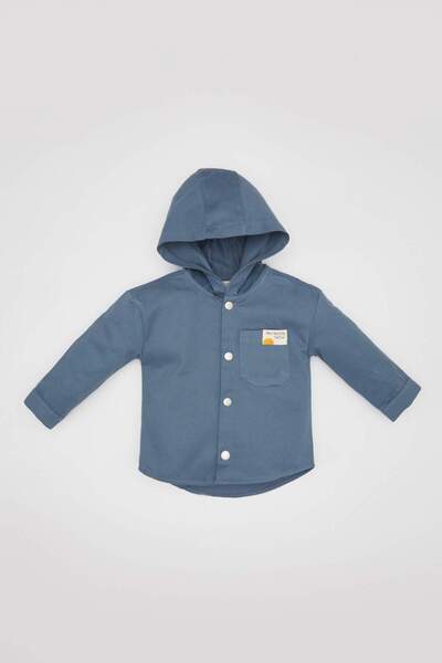DeFacto Langärmliges Gabardine-Hemd mit Kapuze für Babys (Jungen) C2316A524SP