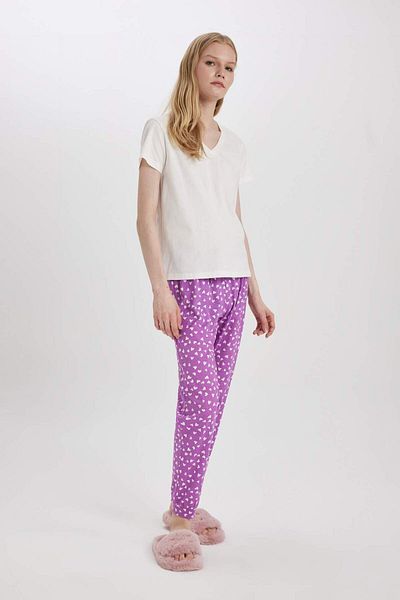 DeFacto Regular Fit Casual Heart Pattern Pajamas Bottoms-Fall in Love B6196Ax24Sp