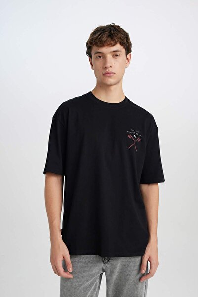 DeFacto Άνετο μπλουζάκι ποδηλασίας Vikings Valhalla Boxy Fit κοντά μανίκια