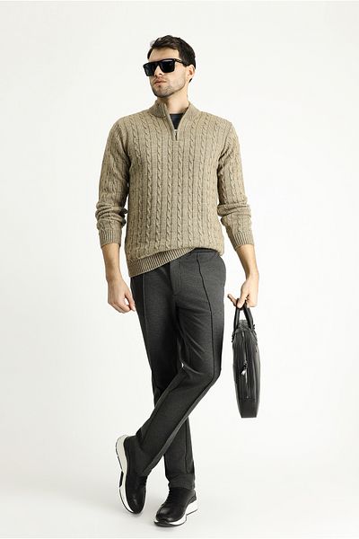 Kiğılı Half Turtleneck Regular Fit Zippered Patterned Sweater