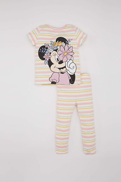 DeFacto Baby Girl Disney Mickey & Minnie Pajama Set Ribbed Camisole Crew Neck Short Sleeve Top Waist La