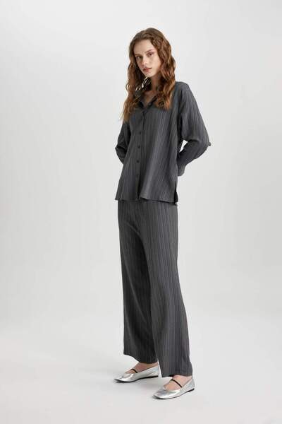 DeFacto High Waist Flexible Viscose Trousers - Wide Loose Leg, Pocket, Tall B8921Ax24Sp