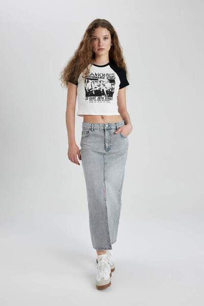 DeFacto Long Fit Slit Long Jean Skirt B9847Ax24Sp