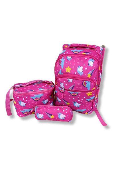 zelmur Orthopedic Set of 3 Quality Cloth Planting School Bag 4 Compartments
