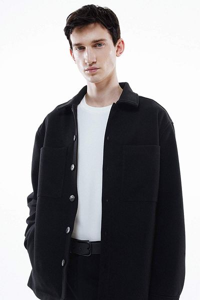 DeFacto Relax Fit Polo Collar Wool-Look Button down Pocket Shirt Jacket B7382Ax24Sp