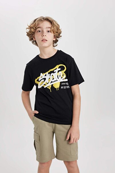 DeFacto Krótki rękaw z nadrukiem na kołnierzu dla chłopców C3300A824SM