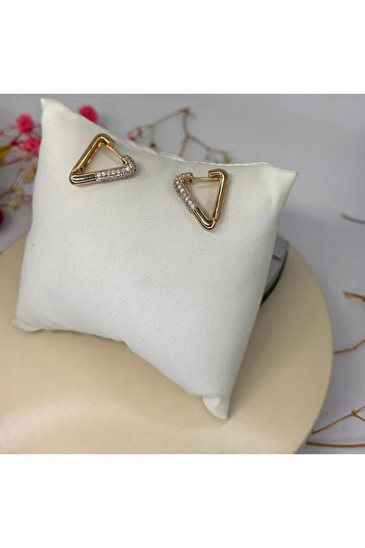 ısıkkonya Paslanmaz Kararmaz Üçgen Taşlı Klipsli Küpe [alerji Yapmayan Ürün]