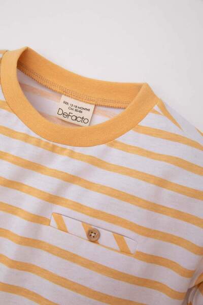 DeFacto Baby Boy Striped Combed Cotton T-Shirt Trousers 2-Piece Set C3604A524SP
