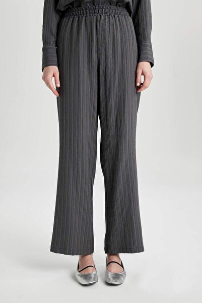 DeFacto High Waist Flexible Viscose Trousers - Wide Loose Leg, Pocket, Tall B8921Ax24Sp