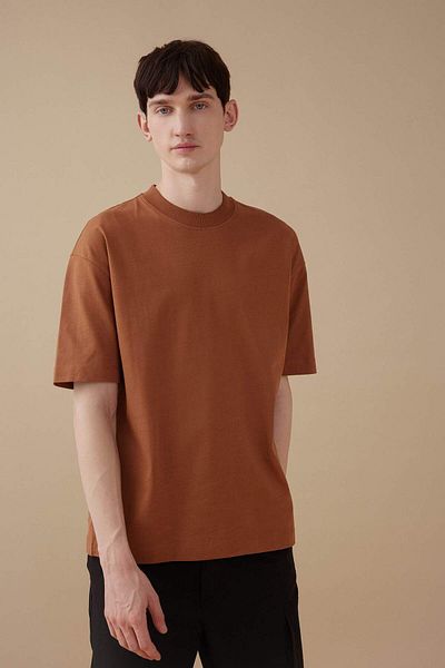 DeFacto Oversize Wide Fit Crew Neck Basic Jednobarevné tričko s krátkým rukávem B4933AX24SP