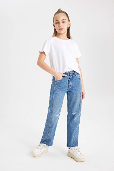 DeFacto Kız Çocuk Wide Leg Geniş Paça Jean Pantolon C2238A824SM